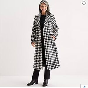 Liz Claiborne Black and White Wool Blend Coat